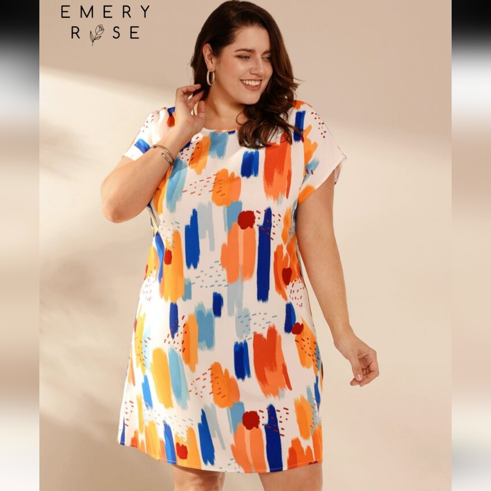 Emery Rose Colorful Abstract Dress